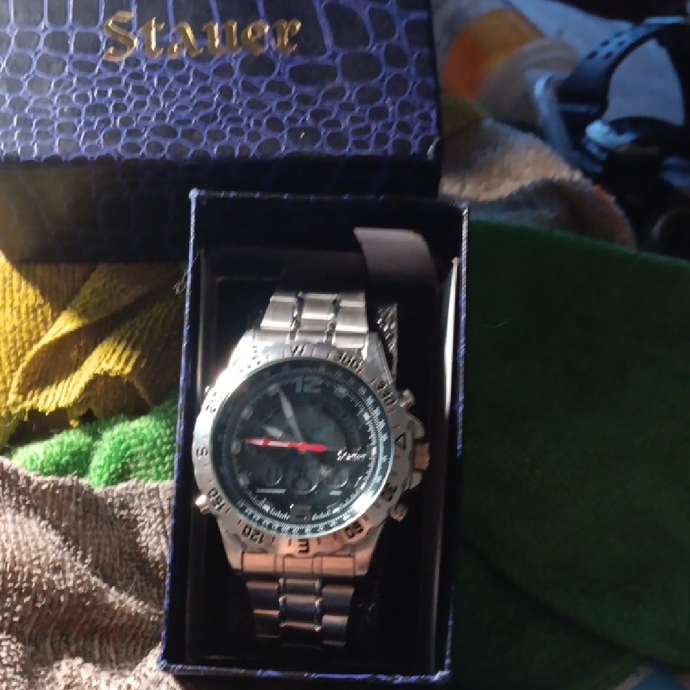Stauer Silver Watch with Black Dial